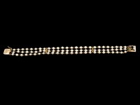 Pulseira Pérolas Diamantes Safira