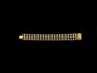 Pulseira ouro com diamantes e pérolas