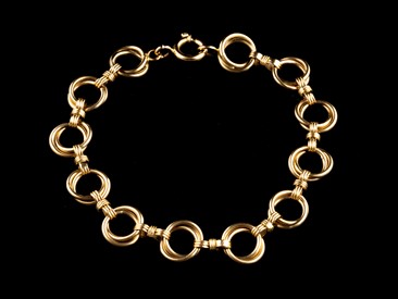 Pulseira Ouro Argolas Duplas